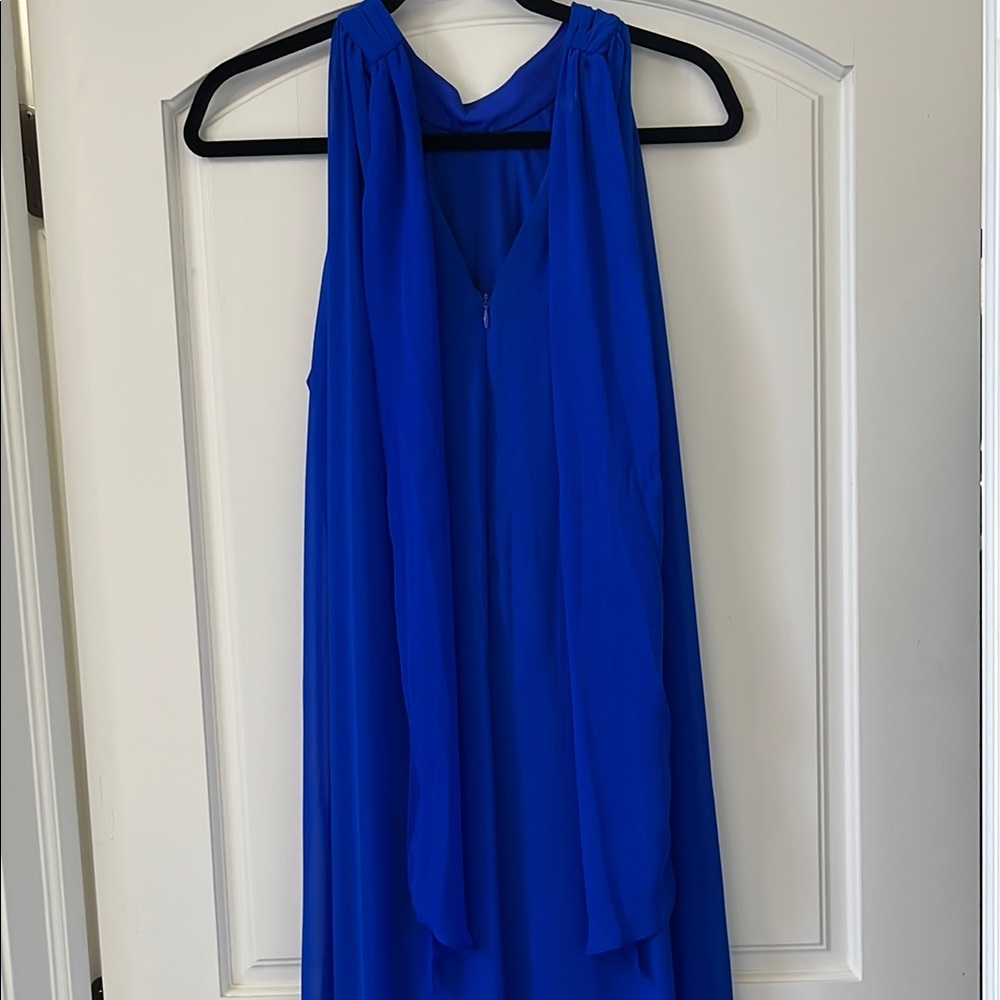 MSK Blue Pleated Halter Midi Dress for Cocktail - Picture 3 of 3